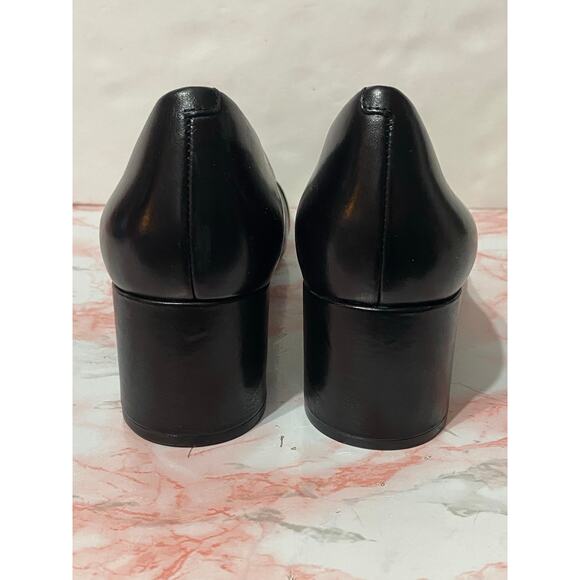 NWOB CLARKS Cushion Orabella Fame Black Leather 8.5 Gold Buckle Chunky Heel NEW - Picture 5 of 7